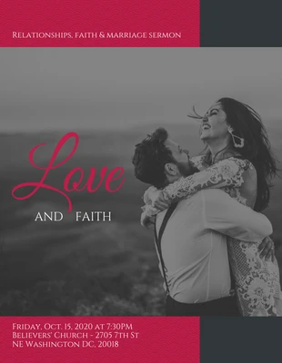 Free  Template: Matrimonio Amor y Fe Sermón Iglesia Evento Flyer