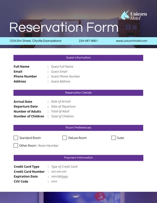 premium  Template: Formulário de reserva de hotel roxo minimalista