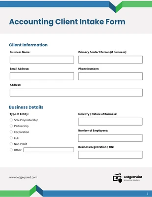 Free accessible and interactive Template: Vorlage für ein Mandantenaufnahmeformular im Rechnungswesen