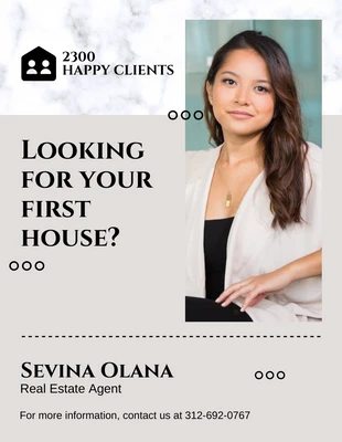 Free  Template: Light Grey Real Estate Agent Flyer