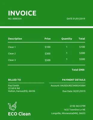 Free  Template: Simple Green Invoice