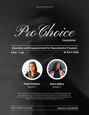 Free  Template: Black Pro Choice Talkshow Event Poster