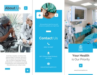 Free  Template: Blaue moderne medizinische dreifachgefaltete Broschüre