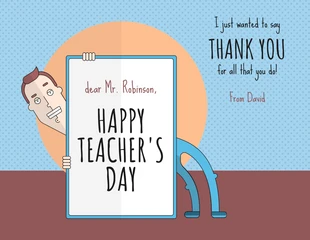 Free  Template: Blue Happy Teacher's Day Card