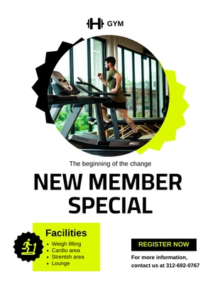 Free  Template: White And Green Simple Gym Flyer