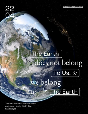 Free  Template: Póster con citas del Día de la Tierra en Negro