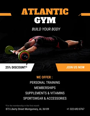 Free  Template: White And Orange Line Gym Poster