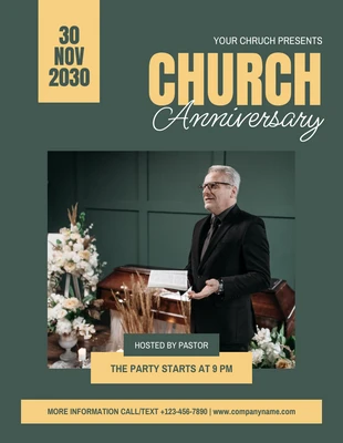 Free  Template: Folheto de aniversário da Igreja Moderna Verde