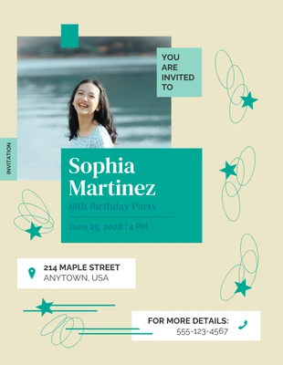 Free  Template: Simple Beige 18th Birthday Party Invitation
