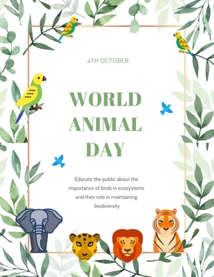 Free  Template: اليوم العالمي للحيوان ، نشرة بسيطة خضراء بسيطة