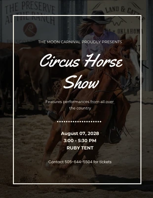 Free  Template: Pôster de show de cavalos do Dark Photo Circus