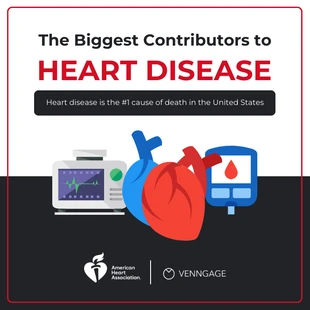 Free  Template: Heart Disease Risk Factors Instagram Carousel