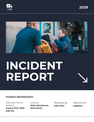 Free  Template: Simple White And Dark Blue Incident Report