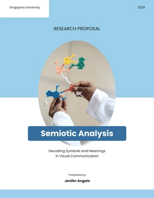 Free  Template: Light Blue Shape Semiotic Analysis Research Proposal
