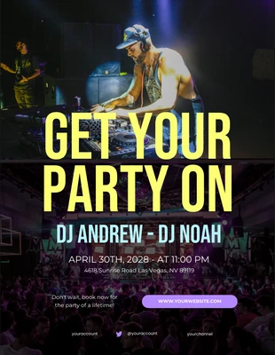 Free  Template: Black and Yellow DJ Party Poster Template