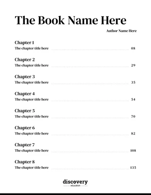 Free  Template: Online Book Table of Contents Example