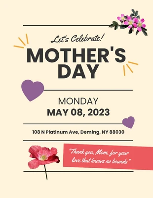 Free  Template: Flyer rose simple pour la fête des mères
