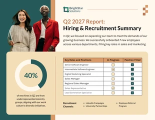 Free interactive Template: Quarterly Hiring and Recruitment HR Report