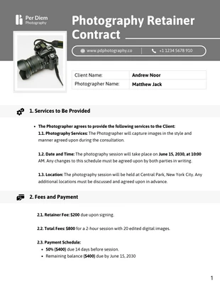 Free  Template: Photography Retainer Contract