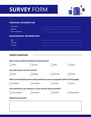 Free  Template: White and Blue Clean Survey Form