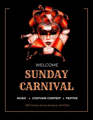 Free  Template: Modèle noir de carnaval traditionnel du dimanche