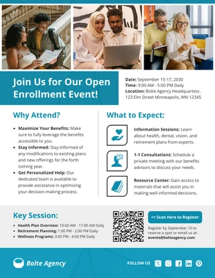 Free interactive Template: Open Enrollment Company Event Poster