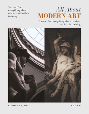 Free  Template: Poster per eventi di mostre d'arte moderna retrò classico grigio chiaro
