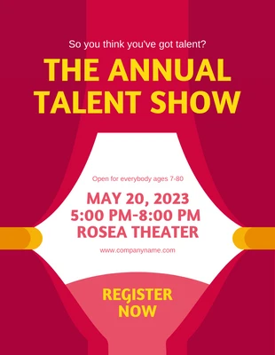 Free  Template: Red And White Modern Talent Show Flyer