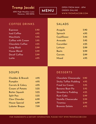 Free  Template: Yellow And Red Minimalist Cafe Menu