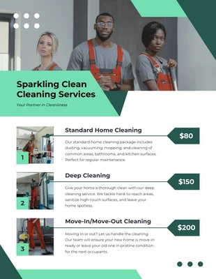 business  Template: Professional Emerald Green Cleaning Price Lists