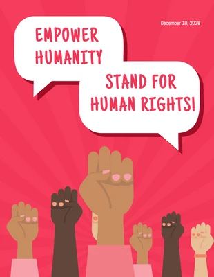 Free  Template: Pink Modern Illustration Empower Humanity Stand For Human Rights Poster
