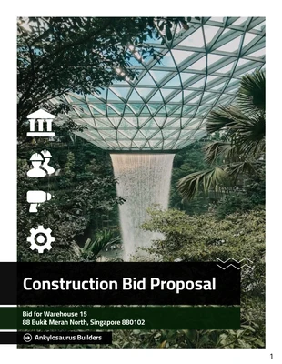 Free  Template: Dark Green Construction Bid Proposal Template