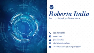 Blue And White Modern Tech Personal Student Business Card - Page 2