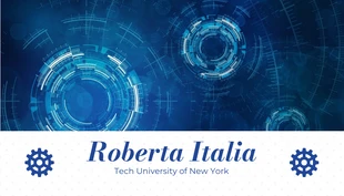 Free  Template: Tarjeta de visita de estudiante de tecnología moderna en azul y blanco