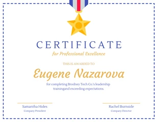 Free  Template: Simple Blue Certificate Of Recognition