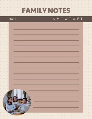 Free  Template: Brown Family Notes Page Template