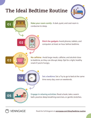 Free  Template: Ideal Bedtime Routine Infographic Template