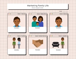 Free  Template: Cream marketing storyboard de la vie familiale