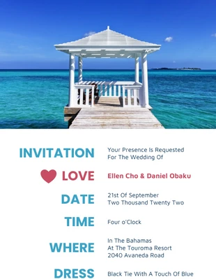 Free  Template: Invitación de boda moderna en azul