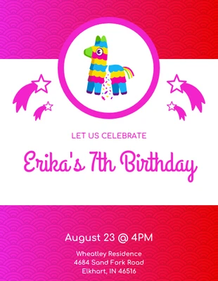 Free  Template: Convite de festa de aniversário em gradiente rosa