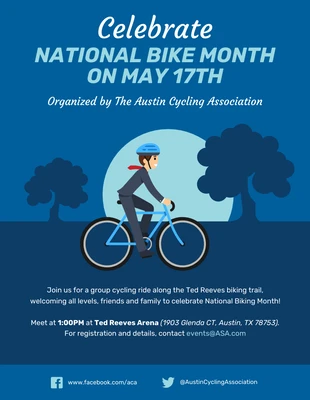 Free  Template: فعالية شهر الدراجة الوطنية ، نشرة إعلانية