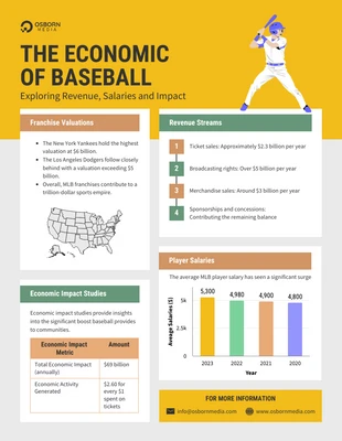 premium  Template: Infografik zur Ökonomie des Baseballs