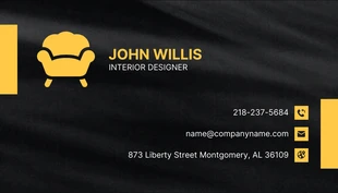 Dark Black And Yellow Modern Texture Interior Design Specialist Business Card - Página 2