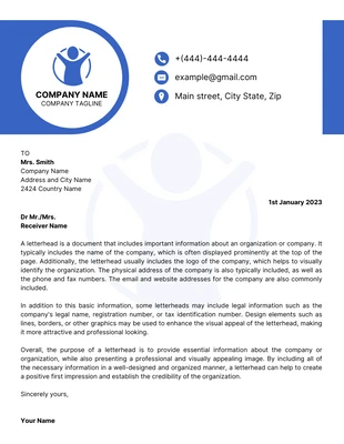 Free  Template: White And Blue Modern Corporate Graphic Design Letterhead Template