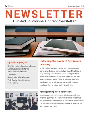 Free  Template: Curated Educational Content Newsletter