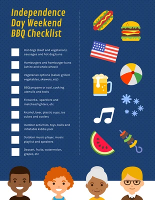 Free  Template: Checkliste für das BBQ am Unabhängigkeitstag