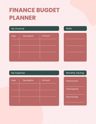Free  Template: Pink Red Finance Planner