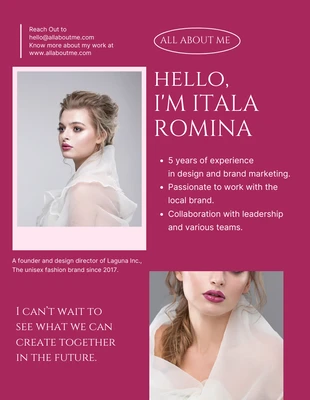 Free  Template: Poster All About Me retrò moderno rosa scuro