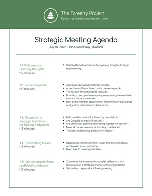 Nonprofit Environmental Board Meeting Agenda