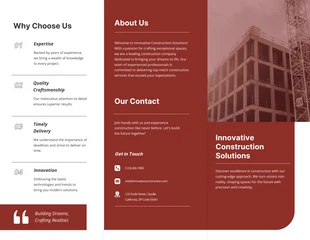 premium  Template: Brochure De Construction Minimaliste Moderne Rouge Et Blanc